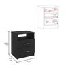 Tuhome Napoles Nightstand, Superior Top, Two Drawers, One Shelf, Black MLW4760